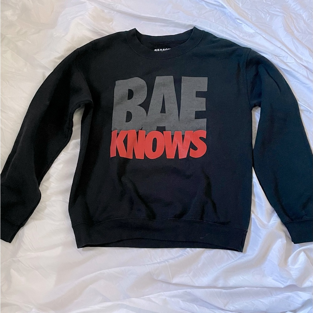 Black graphic crewneck sweater